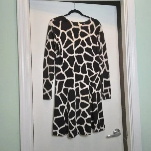 Michael Michael Kors Antalia Giraffe Print Fit & Flare Pullover Midi Dress Sz L - Picture 4 of 7